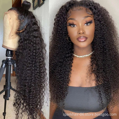Wholesale Raw Indian Virgin Hair HD Lace Frontal Wig Women Curly Wig Full Swiss Lace Front Closure Human Hair Wig Kinky Curly